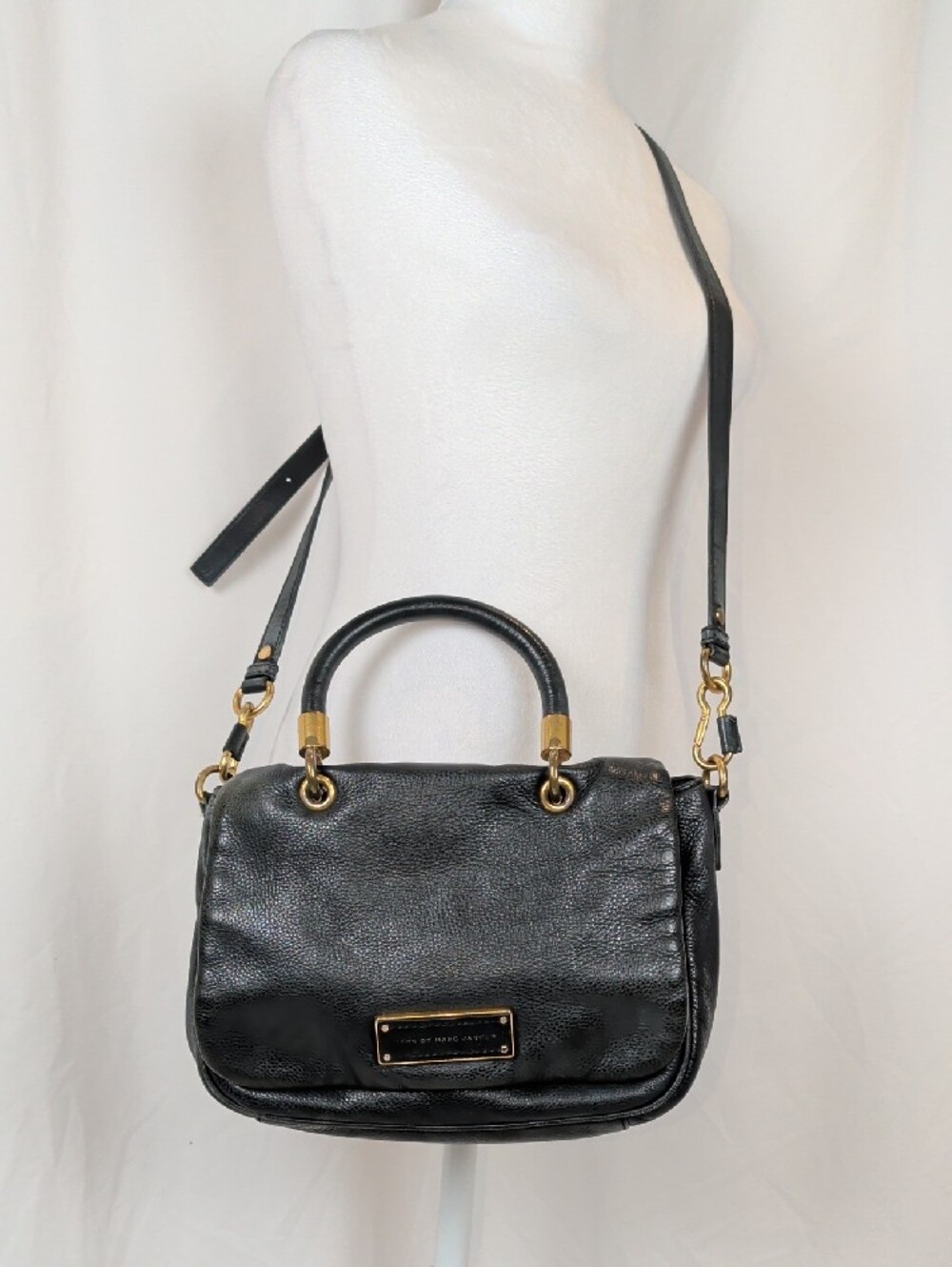 Marc by Marc Jacobs Too Hot To Handle Black Leather Flap Crossbody Satchel